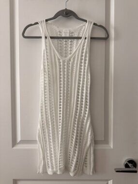 Cha Cha White Crochet Mini Dress Cover Up Size S